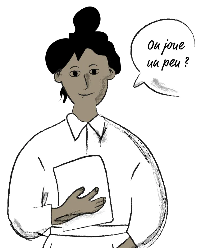 Personne qui tient une feuille de papier dans un style illustré