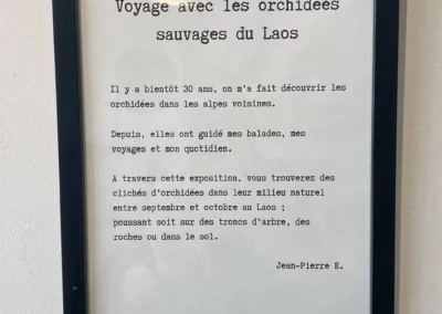 Cadre de l’exposition Voyage avec les Orchidées du Laos