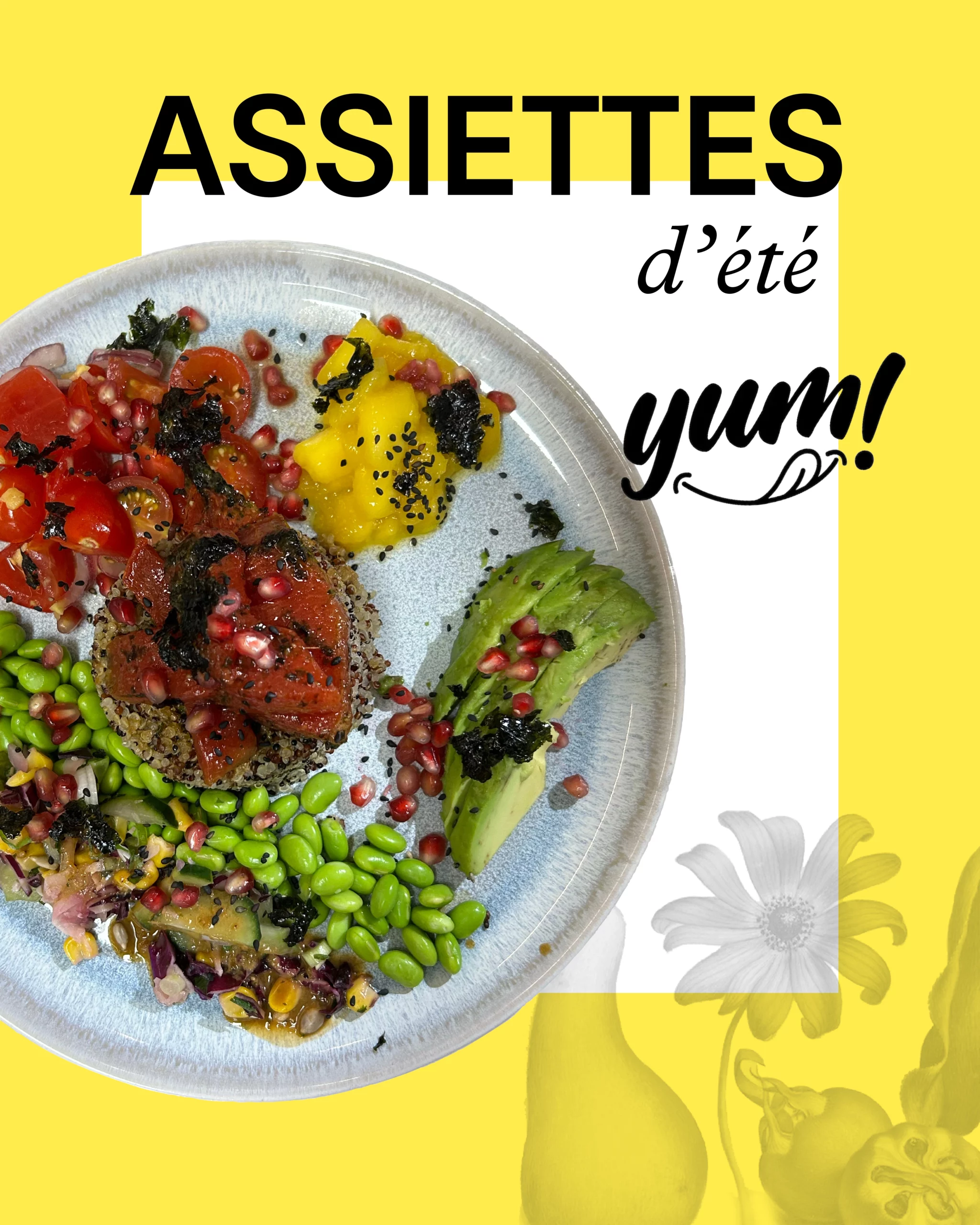 Assiette avec des ingrédients de saison